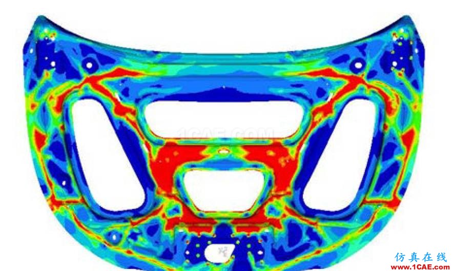 CAE于發(fā)動(dòng)機(jī)蓋拓?fù)鋬?yōu)化中的應(yīng)用hyperworks仿真分析圖片3
